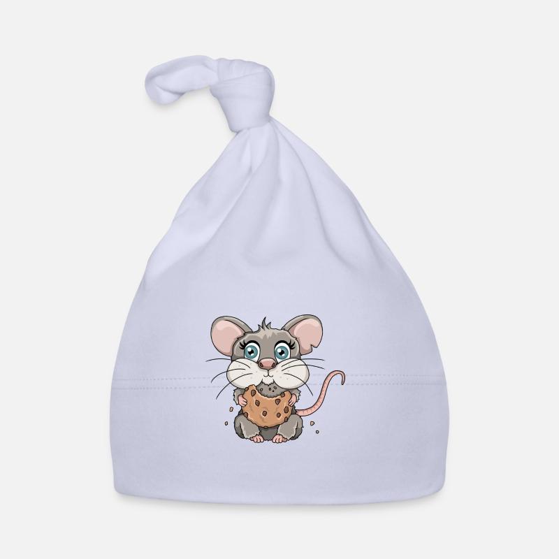 Illustration de dessin animé de miettes de biscuits de souris mignonne - Bonnet bio Bébé - ciel