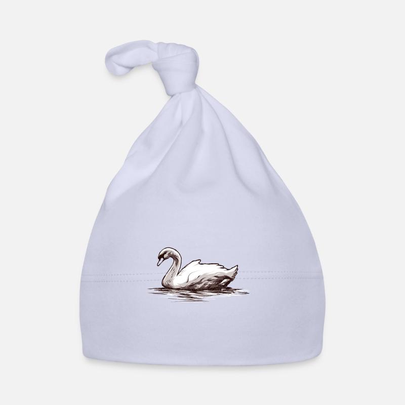 Cygne nageant - Bonnet bio Bébé - ciel