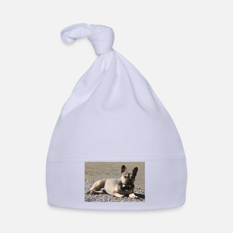 Diable bouledogue français petit molose. - Bonnet bio Bébé - ciel