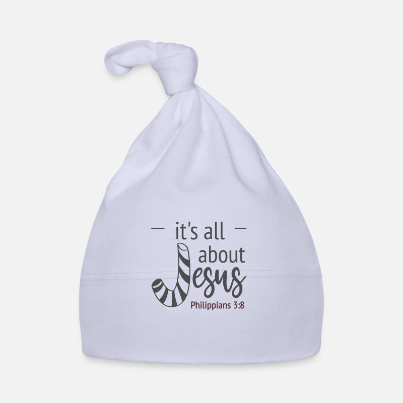 Conception chrétienne pour Noël Tout sur Jésus - Bonnet bio Bébé - ciel