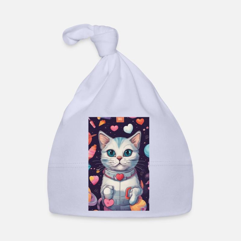 Chat dans l’espace Vol.10 - Bonnet bio Bébé - ciel