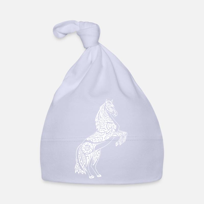 Cheval blanc tatoué - Bonnet bio Bébé - ciel