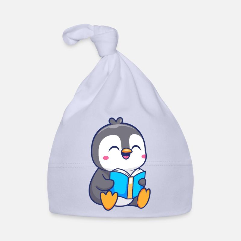 Adorable Penguin Reading Book Design Organic Baby Cap