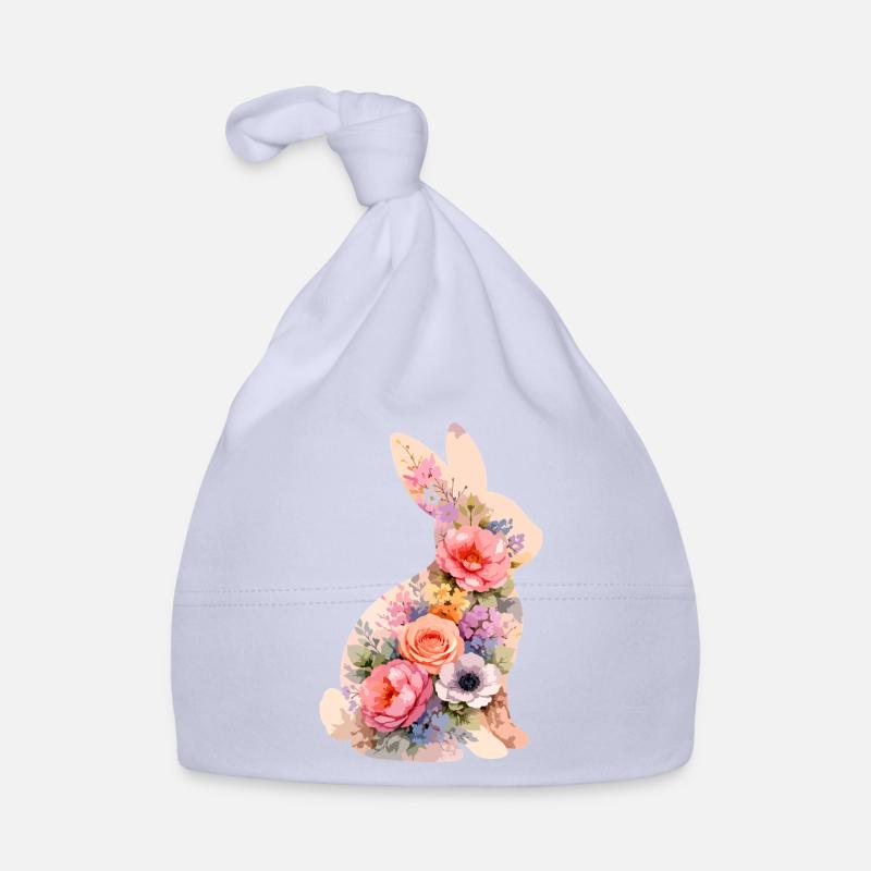 Fleurs pastel de lapins Bonnet bio Bébé