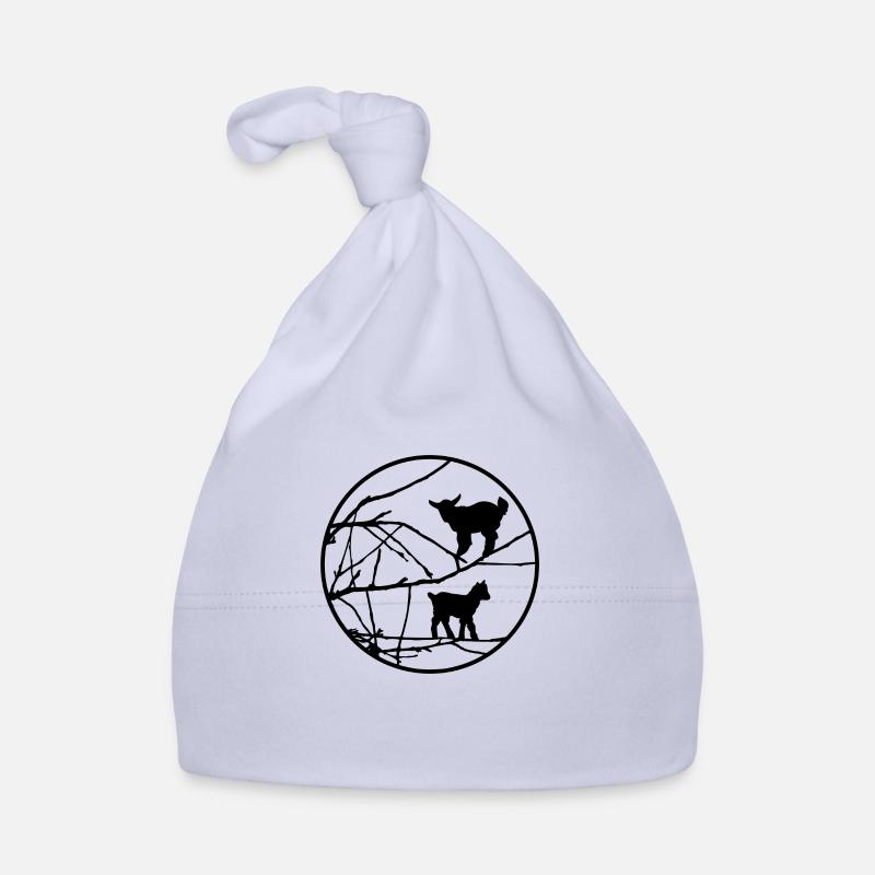 Petits agneaux de chèvre comme silhouettes dans l’arbre Bonnet bio Bébé