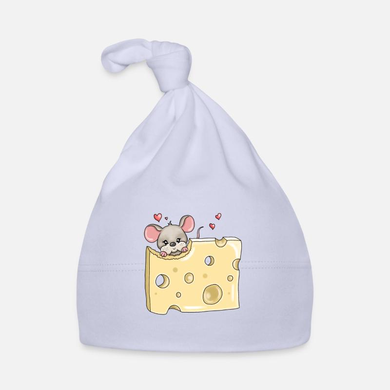 Fromage affamé de trous de souris - Bonnet bio Bébé - ciel