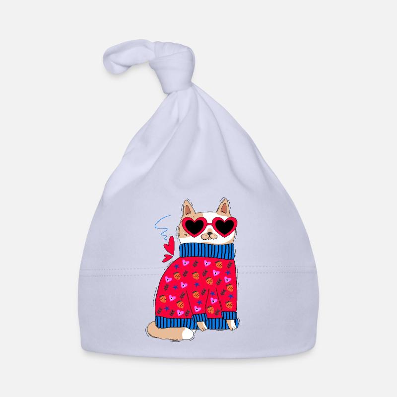 Chat et cœurs Bonnet bio Bébé