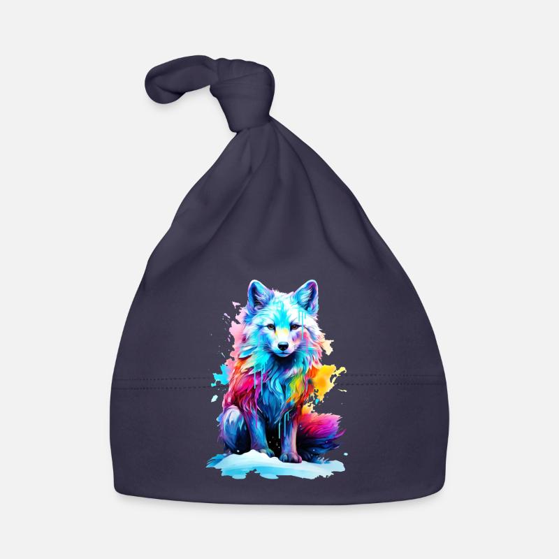 Painted Arctic Fox Organic Baby Cap