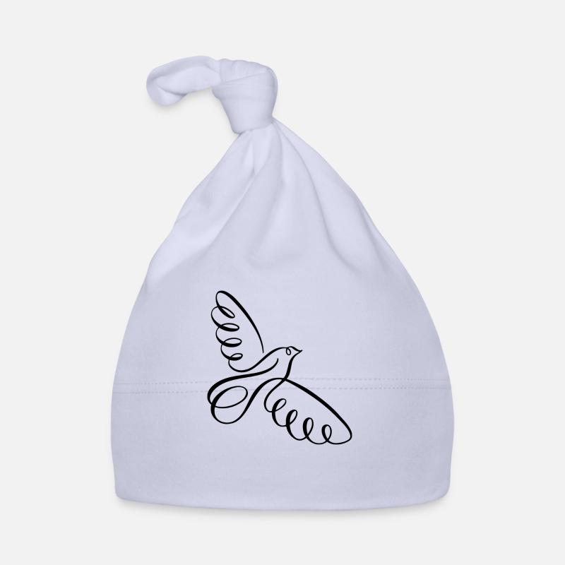 Pencil Line Type Oiseau - Bonnet bio Bébé - ciel