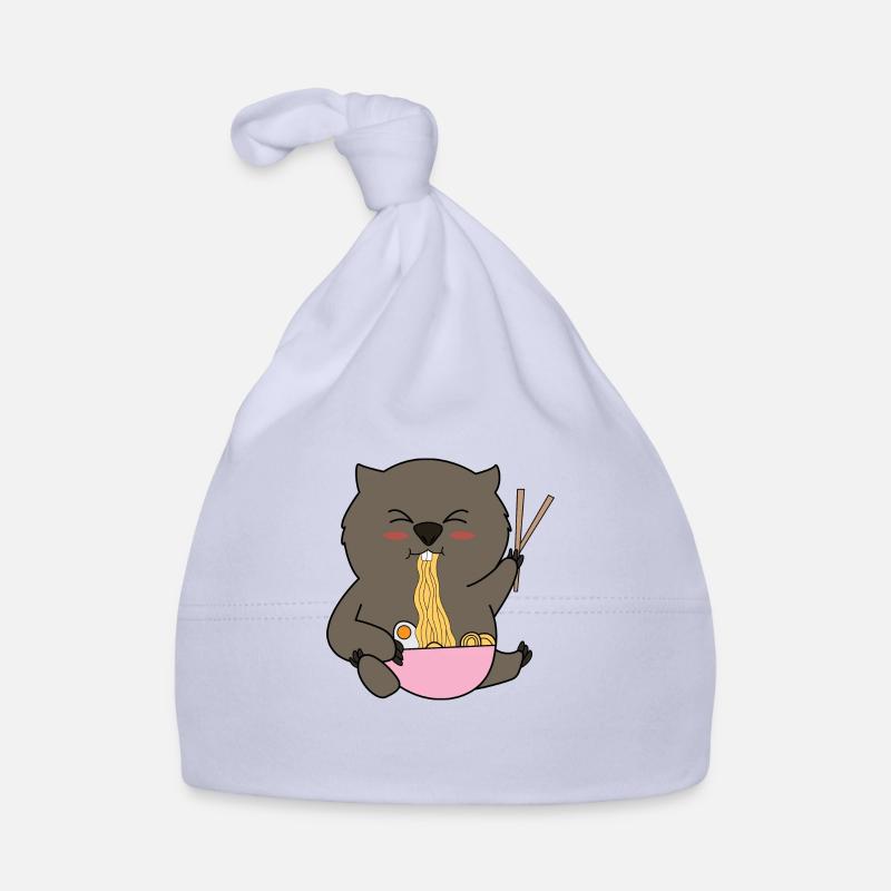 Joli rongeur wombat mangeant des nouilles ramen, Bonnet bio Bébé