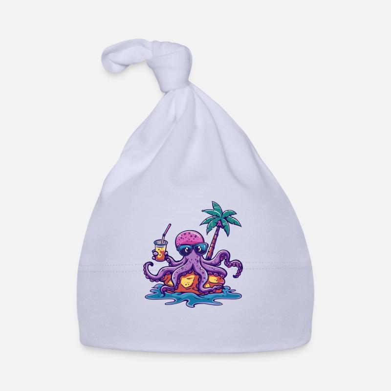 Vacances d’été de poulpe - Bonnet bio Bébé - ciel