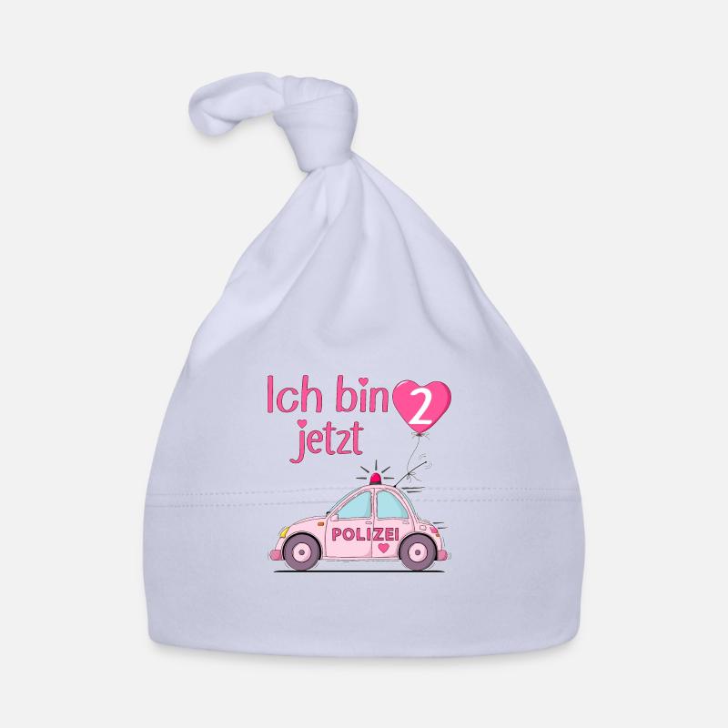 Polizeiauto Ich bin jetzt 2 Geburtstag Rosa Baby Bio-Mütze