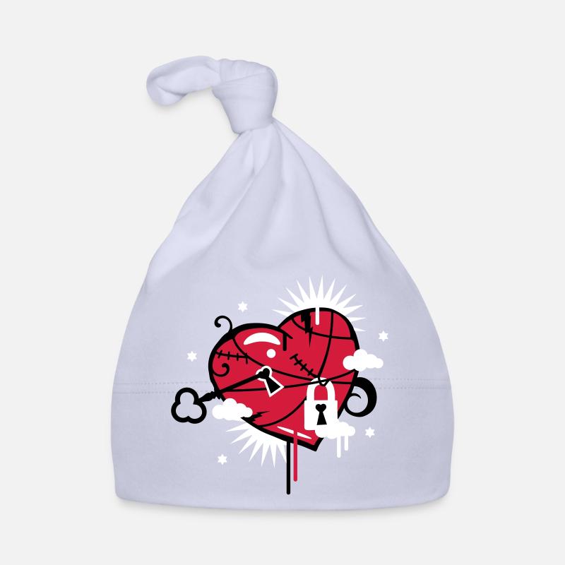 laced & repaired heart with keyhole Organic Baby Cap