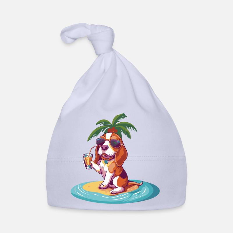 Beagle Dog Summer Beach Comic Organic Baby Cap