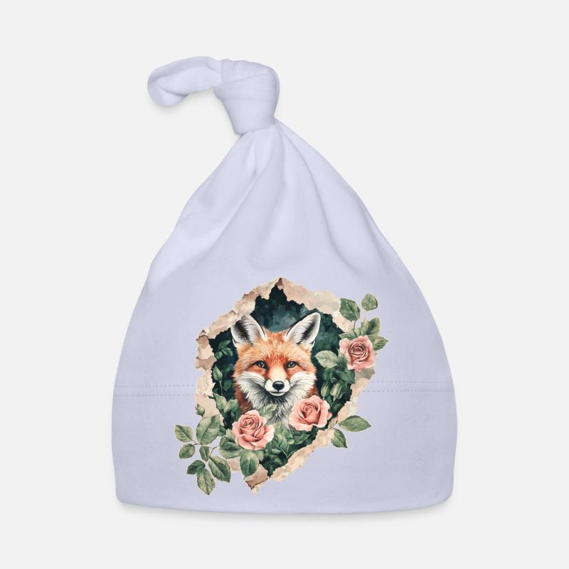 Fuchs mit Rosen Vintage Baby Bio-Mütze