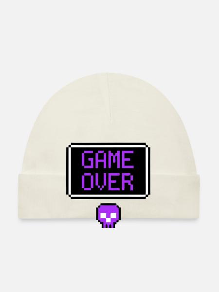 Game Over Totenkopf Pixel Art - Baby Bio-Mütze - Sky - Vorne