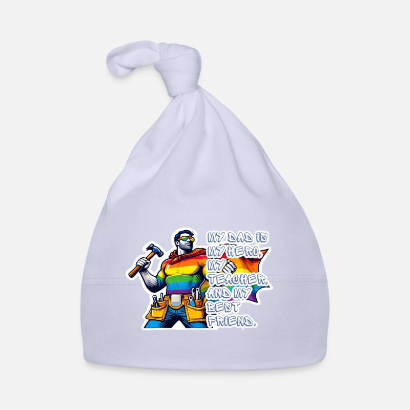 Papa – Superheld in den Farben des Regenbogens Baby Bio-Mütze