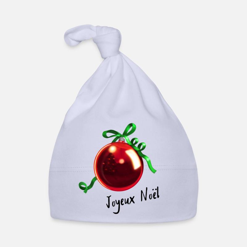 Boule de sapin de Noël Joyeux Noël - Bonnet bio Bébé - ciel