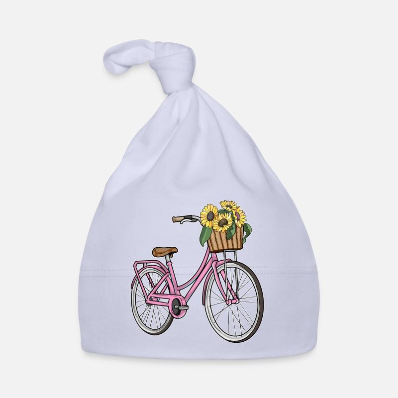 Vélo de dames avec panier de fleurs Bonnet bio Bébé