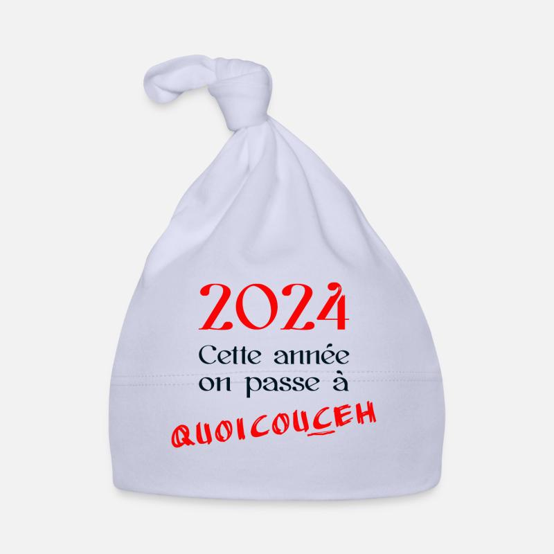 2024 cette année on passe à quoicouceh - Bonnet bio Bébé - ciel