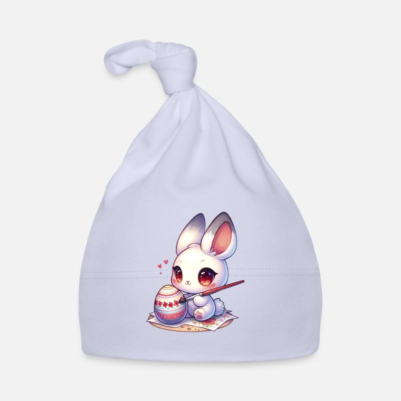 Chibi Bunny Painting Easter Egg Organic Baby Cap