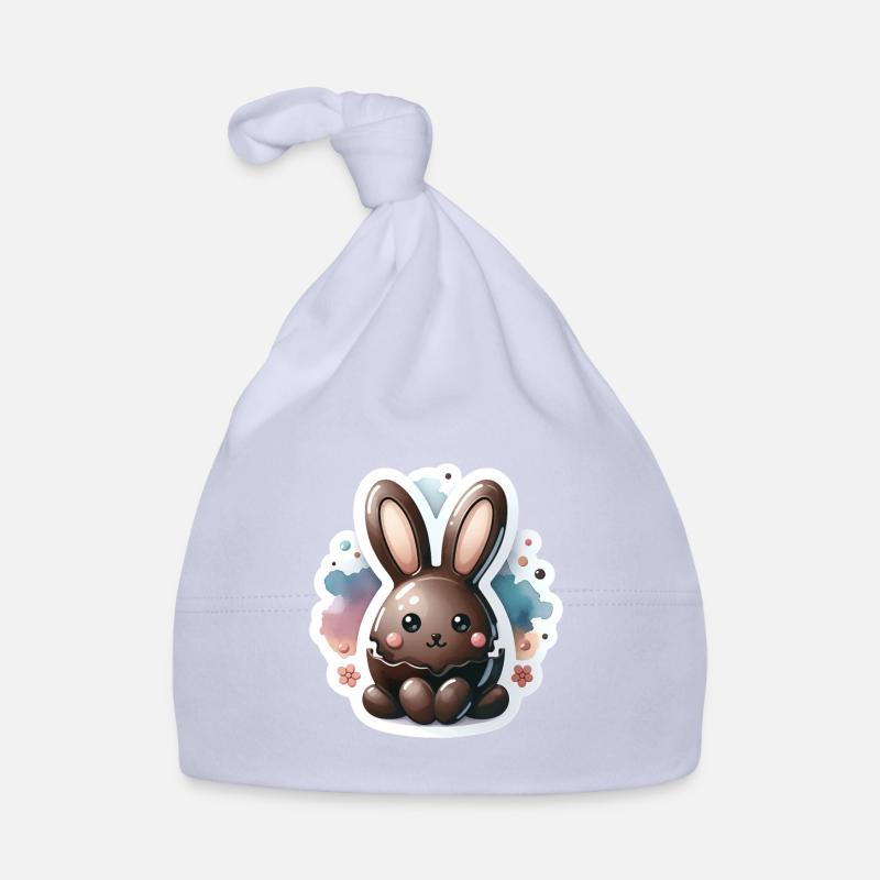 Chibi Chocolate Bunny With Watercolor Background Organic Baby Cap