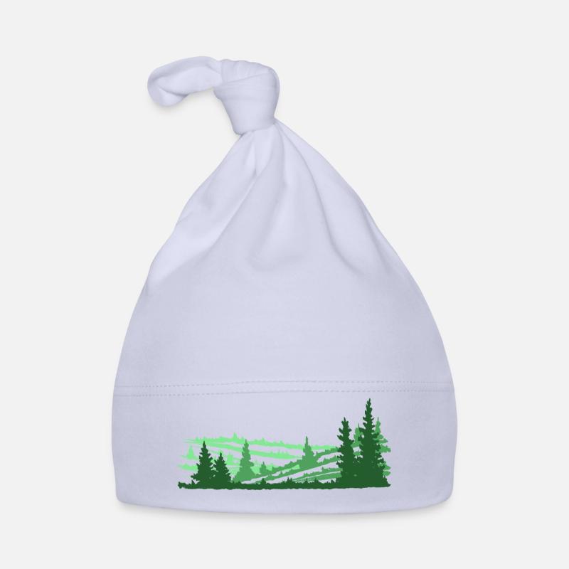 Waldlandschaft in Farbe. Einfach und schön. Baby Bio-Mütze