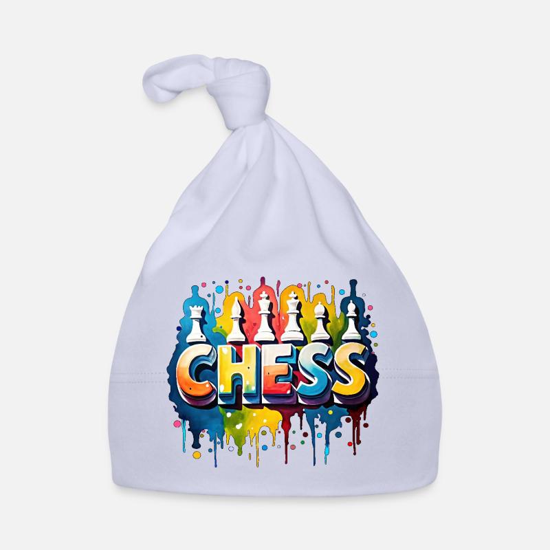 Échecs avec pièces, couleur, bordure noire Bonnet bio Bébé