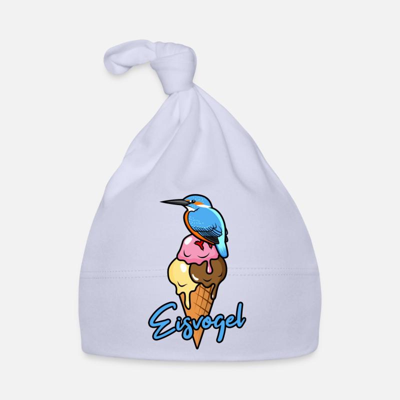 Eisvogel auf Eiswaffel - Baby Bio-Mütze - Sky