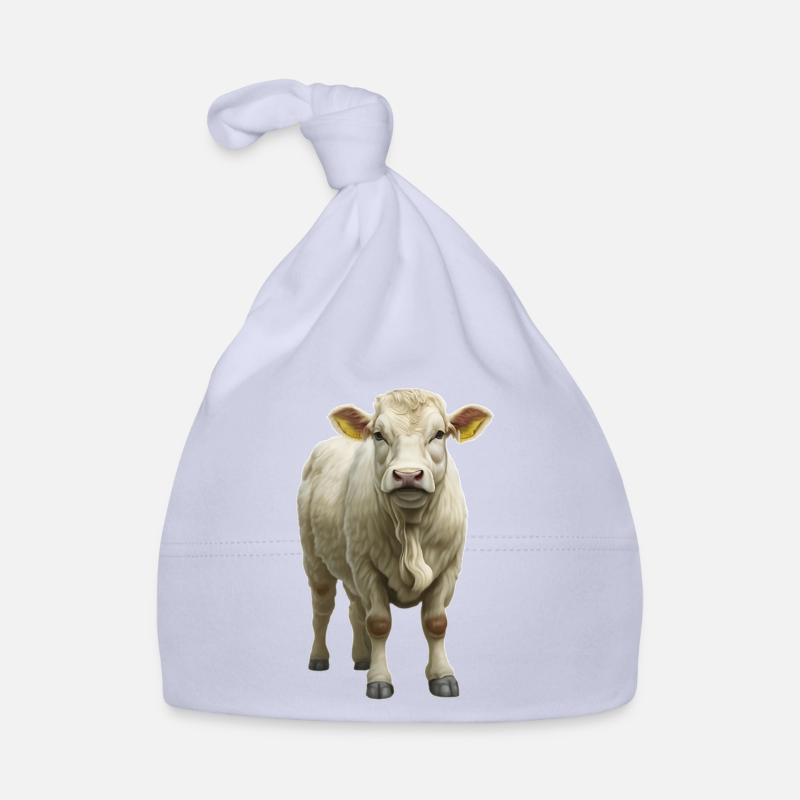 Bœuf Charolais - Bonnet bio Bébé - ciel