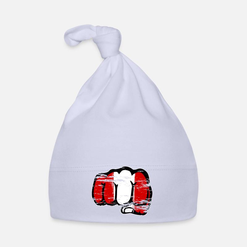 Pérou drapeau poing à la main utilisé Bonnet bio Bébé
