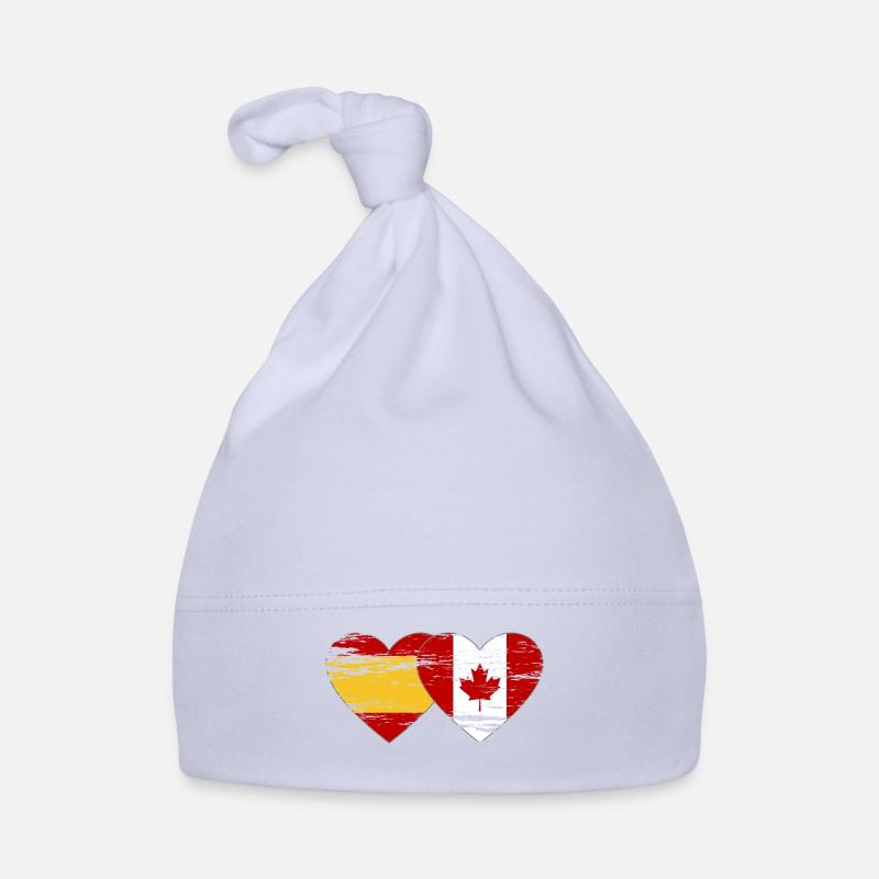 Spain Canada flag heart used Organic Baby Cap