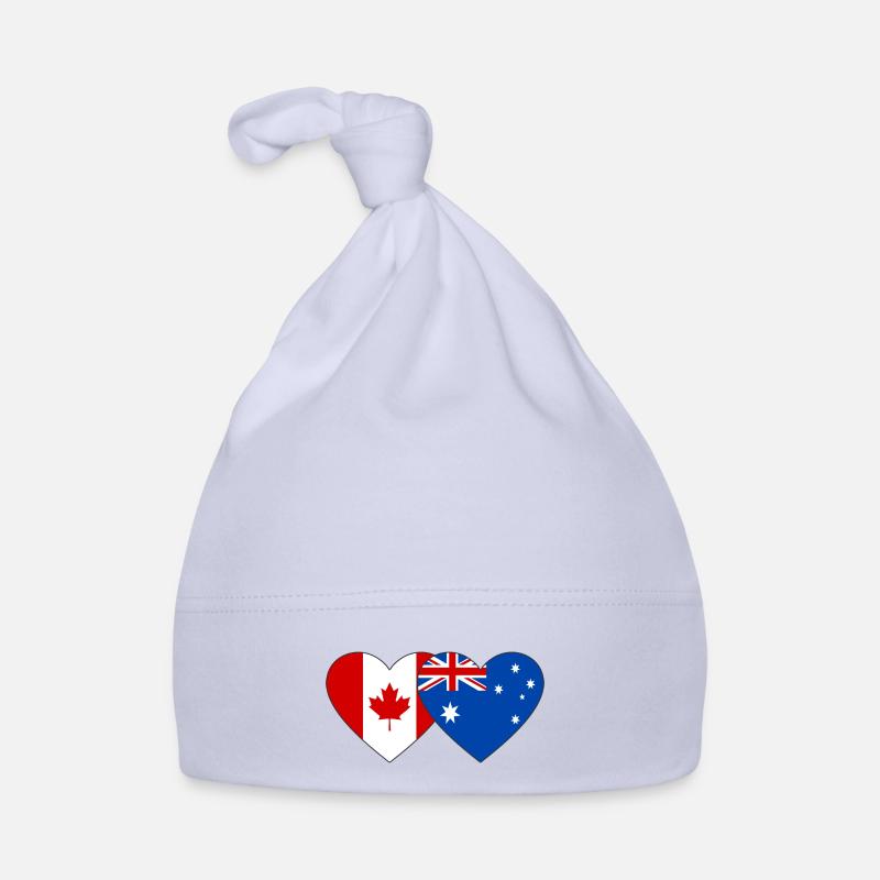 Canada Australia Flag Heart Organic Baby Cap