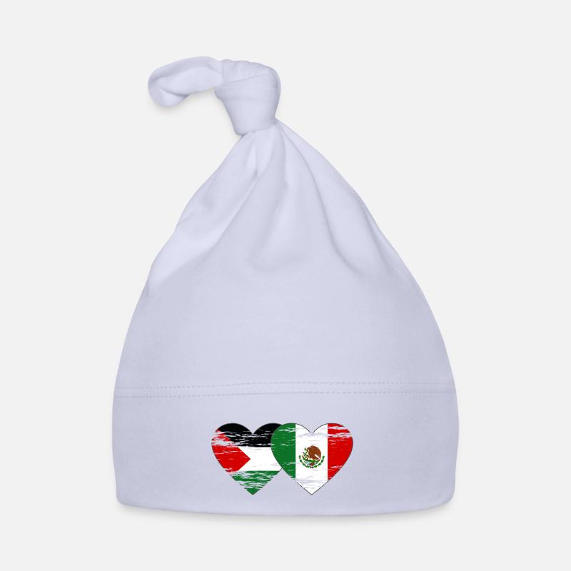Palestine Mexique drapeau coeur - Bonnet bio Bébé - ciel