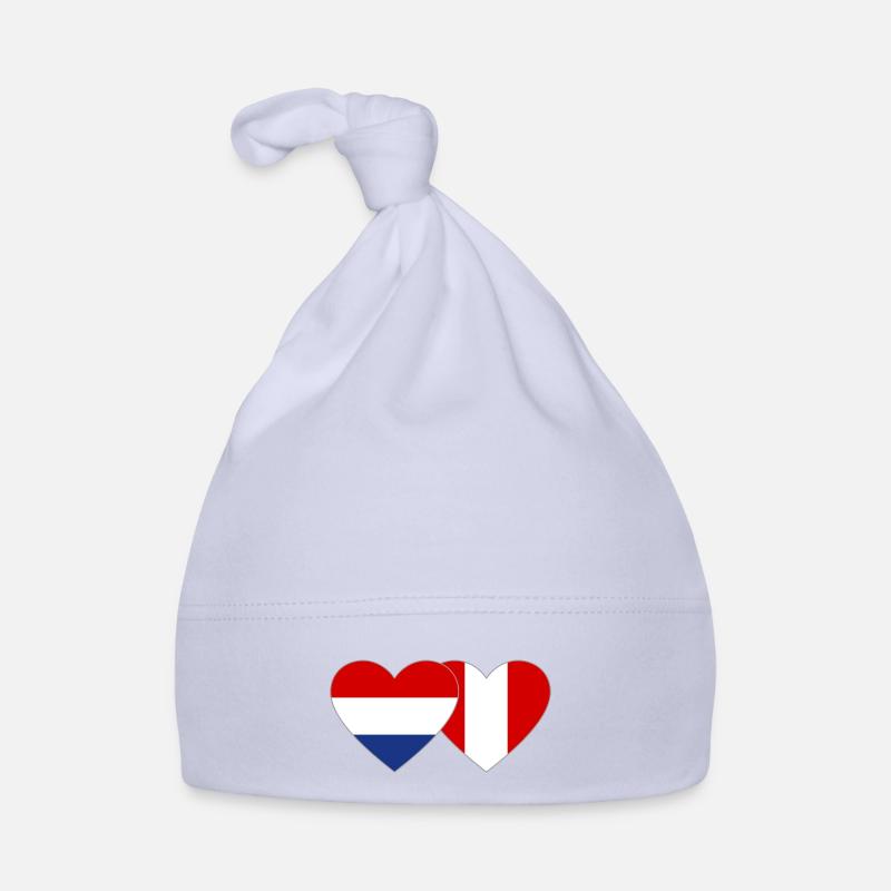 Holland Peru Flag Heart Organic Baby Cap
