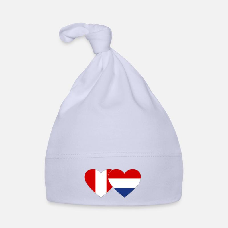 Pérou Hollande drapeau coeur - Bonnet bio Bébé - ciel