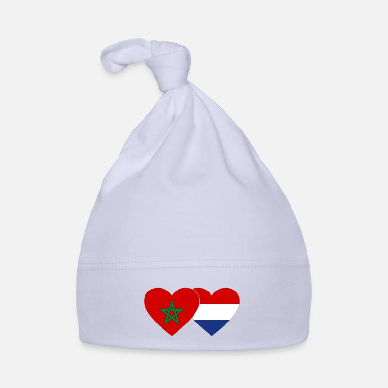 Morocco Holland Flag Heart Organic Baby Cap