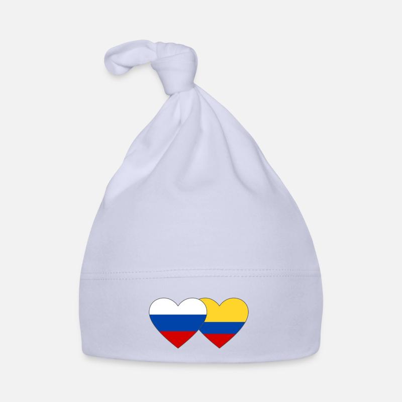 Russie Colombie Drapeau Coeur - Bonnet bio Bébé - ciel