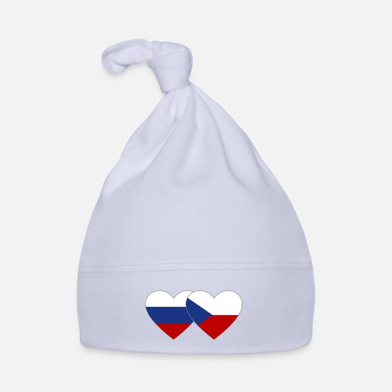 Russie République tchèque Drapeau coeur Drapeau Bonnet bio Bébé