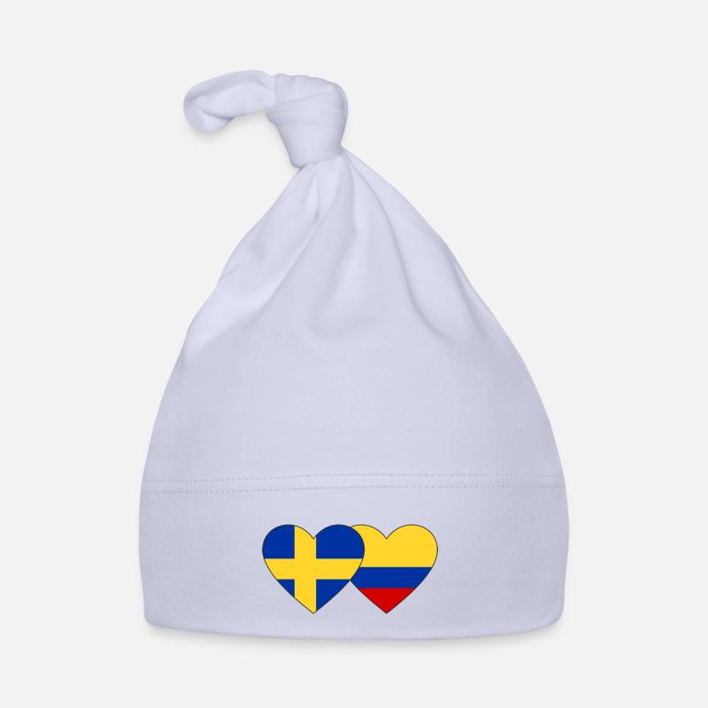 Sweden Colombia Flag Heart Organic Baby Cap