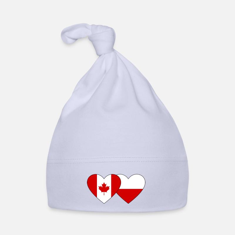 Canada Poland Flag Heart Organic Baby Cap