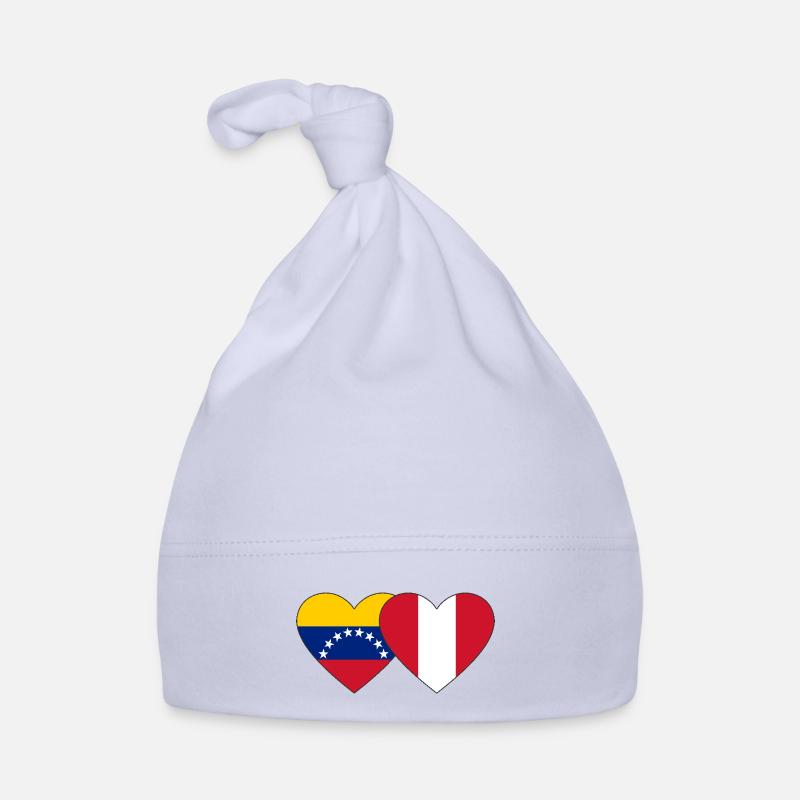 Venezuela Pérou Drapeau Mains Coeur Forme Bonnet bio Bébé