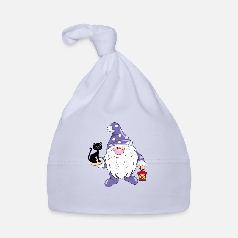 Drôle de gnome nordique avec un chat noir mignon Bonnet bio Bébé