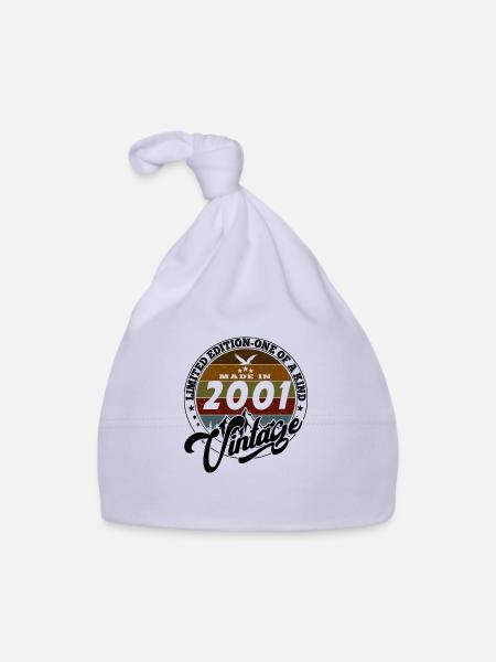 Eleganter Vintage: 2001 Retro Geschenk 2001 2025 - Baby Bio-Mütze - Sky - Vorne