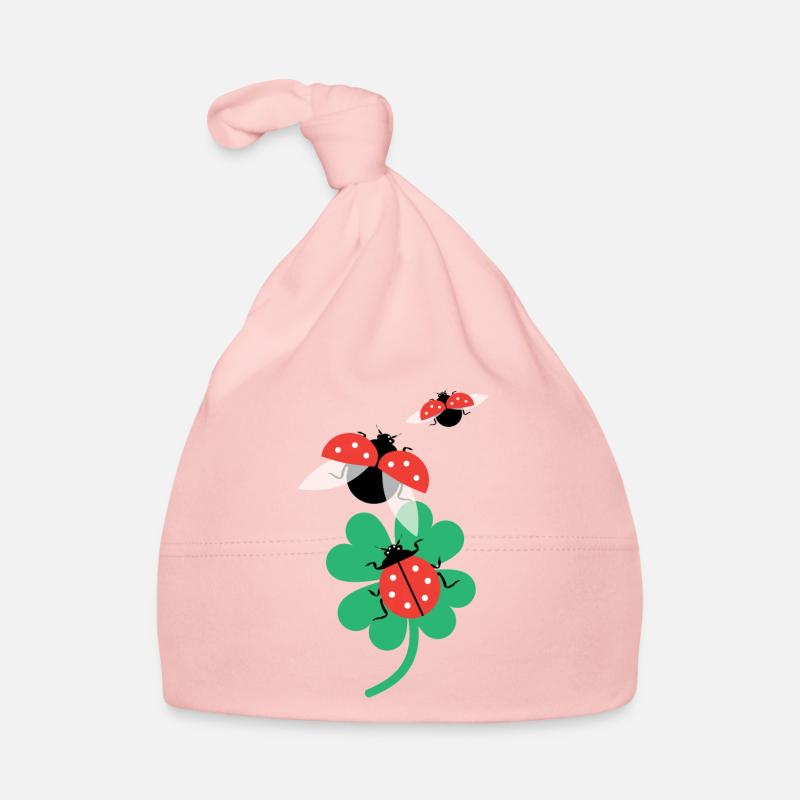 Ladybugs with clover leaf. Organic Baby Cap