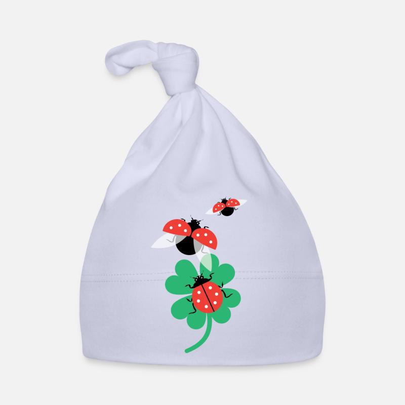 Coccinelles avec feuille de trèfle. Bonnet bio Bébé