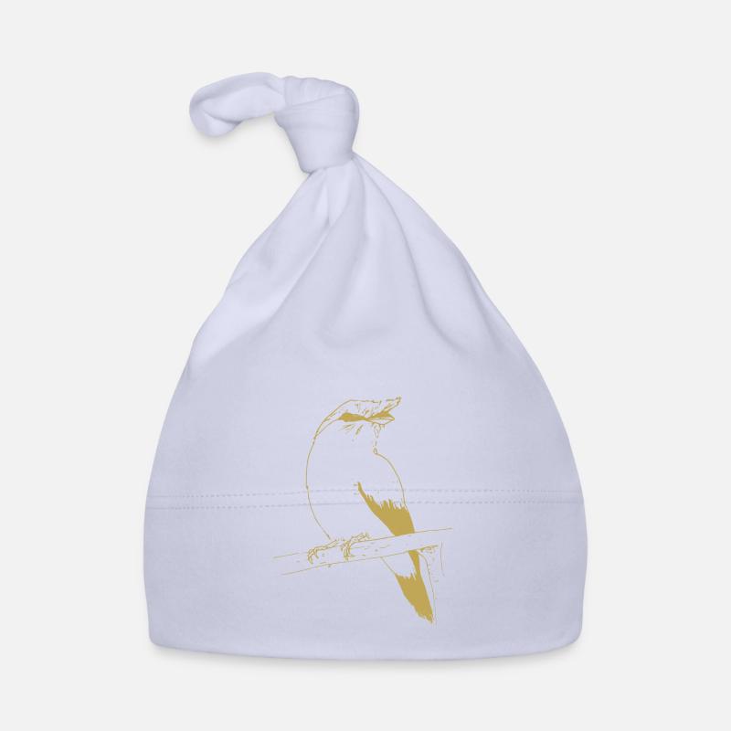 Motifs illustrés avec oiseau - Bonnet bio Bébé - ciel