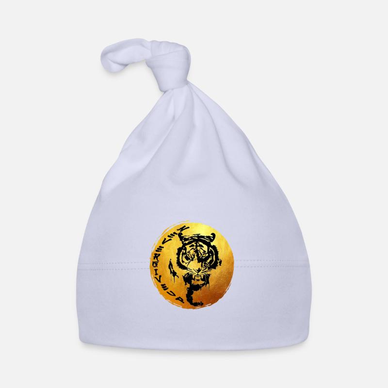 Tiger Never Give Up - Bonnet bio Bébé - ciel