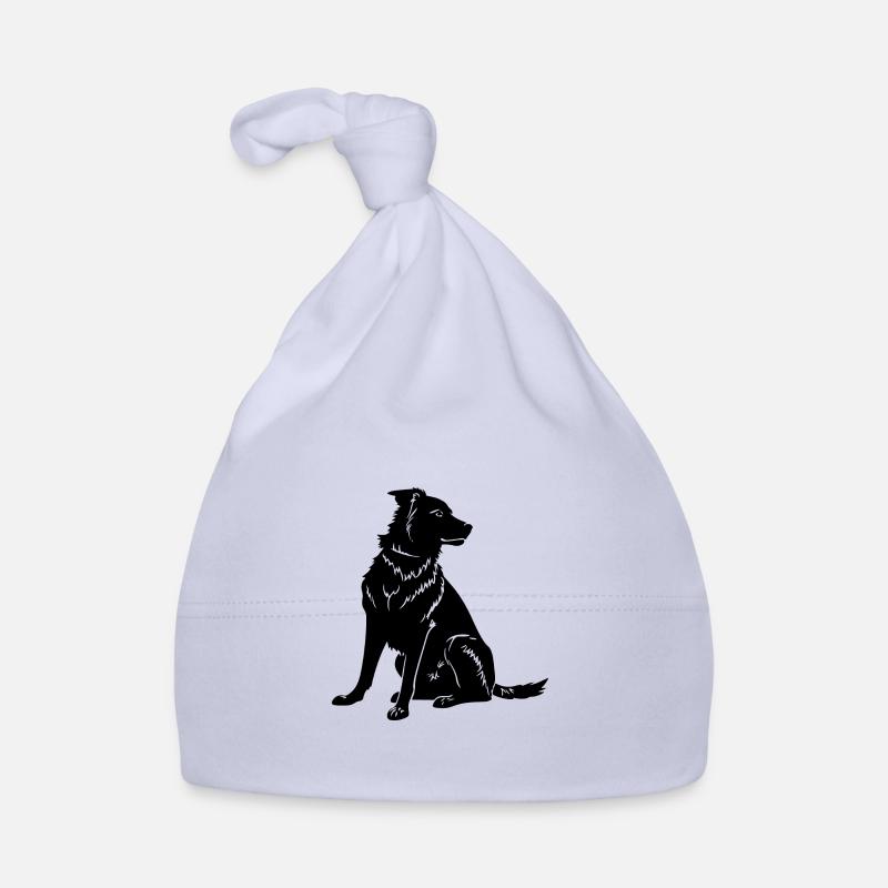 Chien Border Collie - Bonnet bio Bébé - ciel
