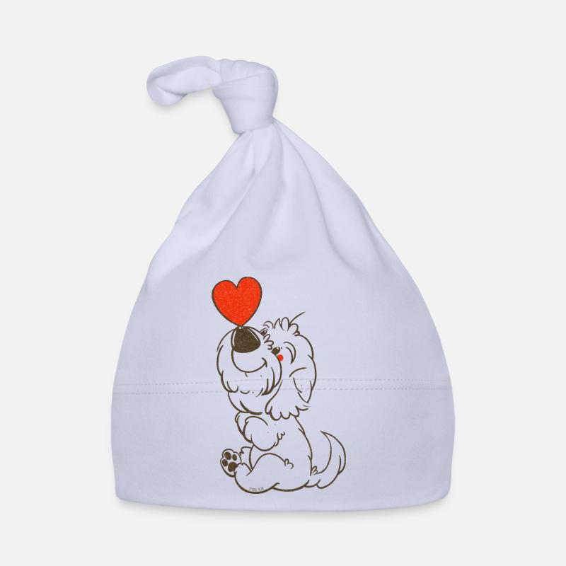 cockapoo Thor avec dessin au trait brun coeur Bonnet bio Bébé